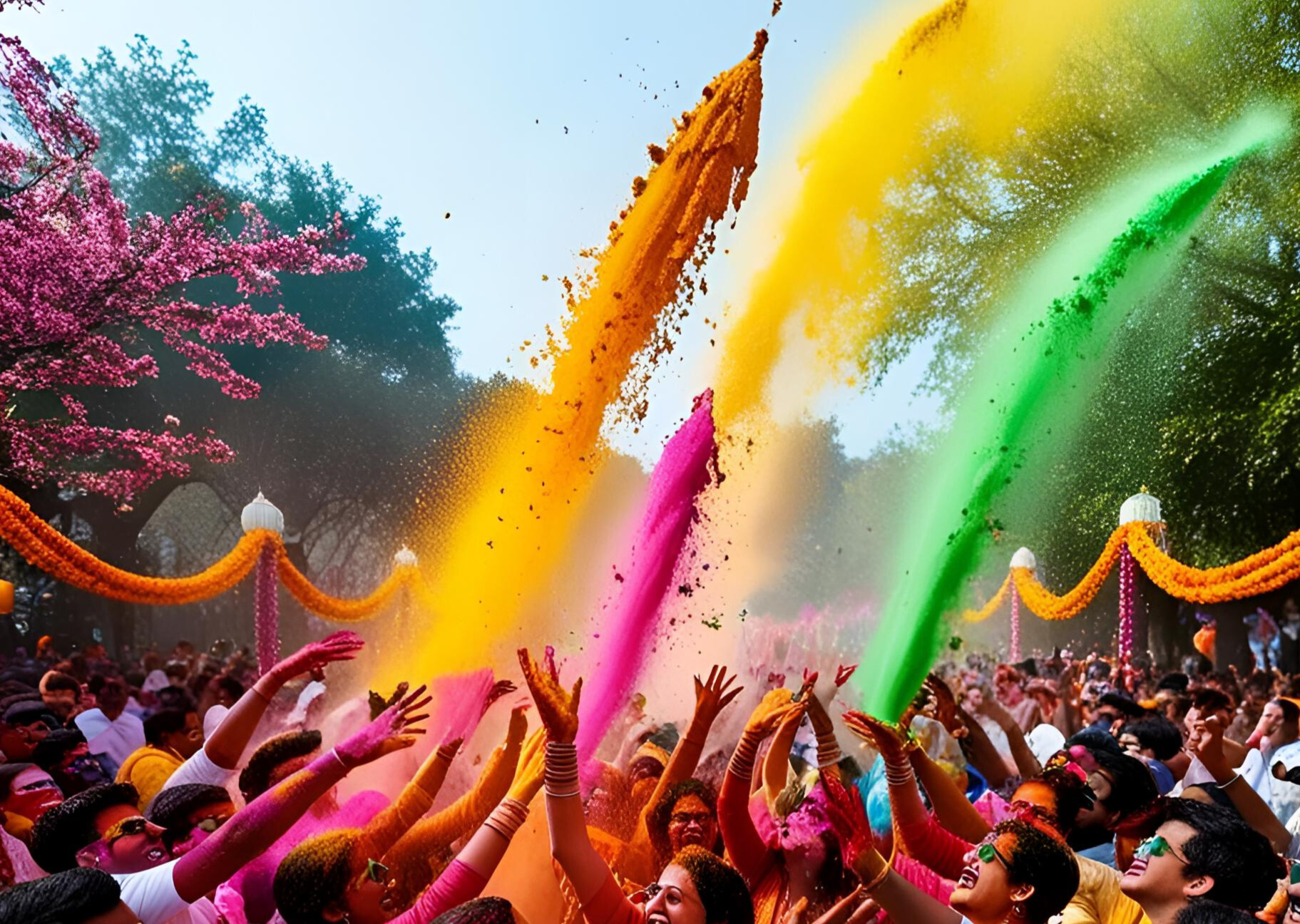 People playing Holi with colours